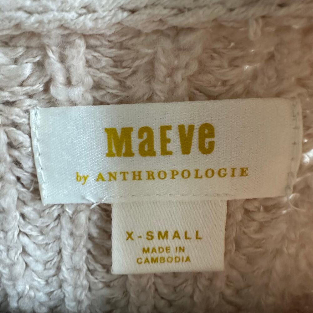 Anthropologie Maeve Funnel Neck Rib Knit Sweater Beige XS - Picture 7 of 8